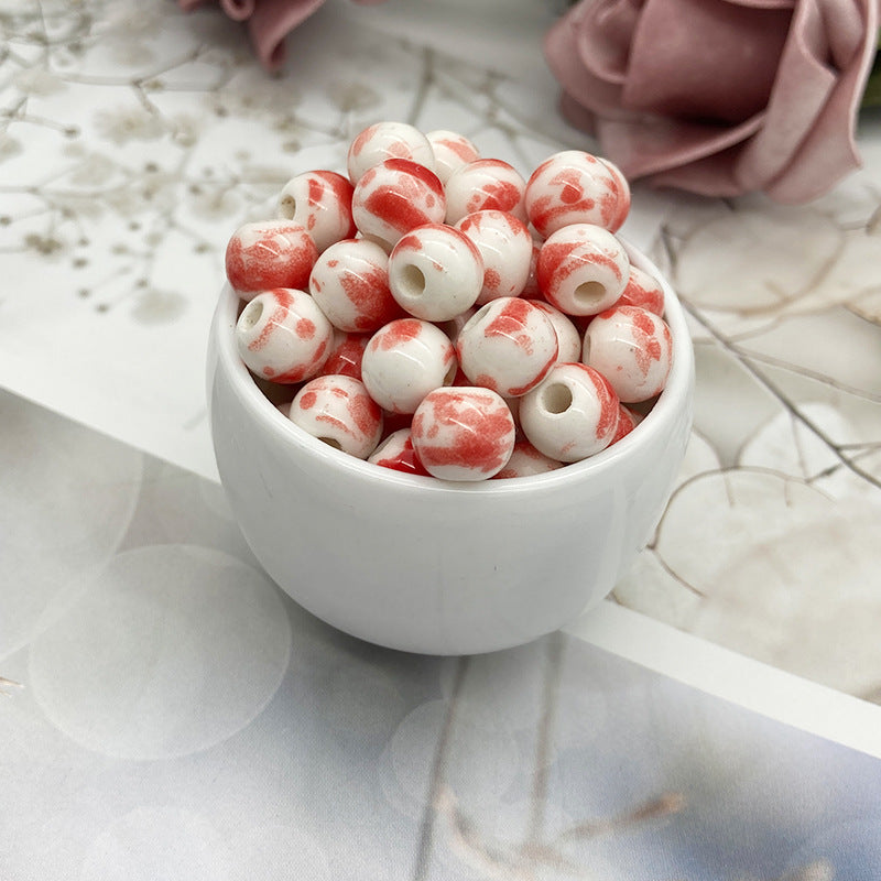 White Ceramic Beads Glaze Scattered Tail Jewelry Accessories