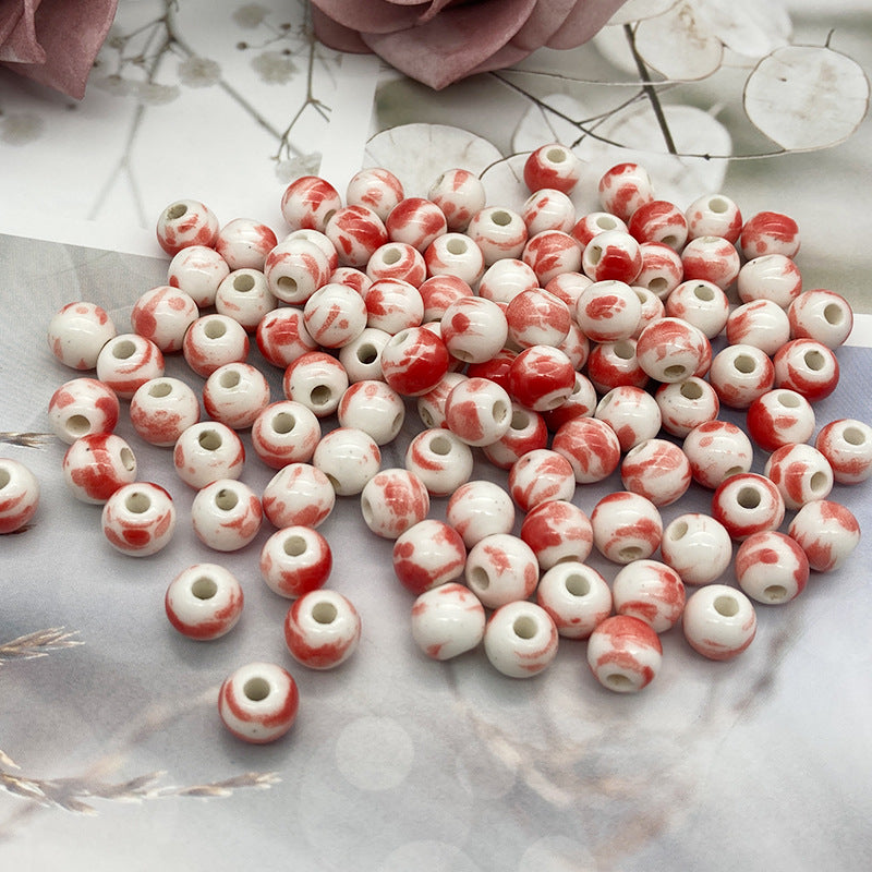 White Ceramic Beads Glaze Scattered Tail Jewelry Accessories