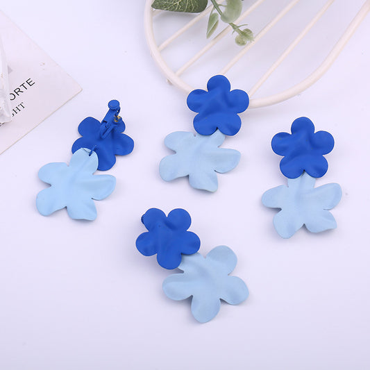 Needle Contrast Color Fresh Blue Personality Rings
