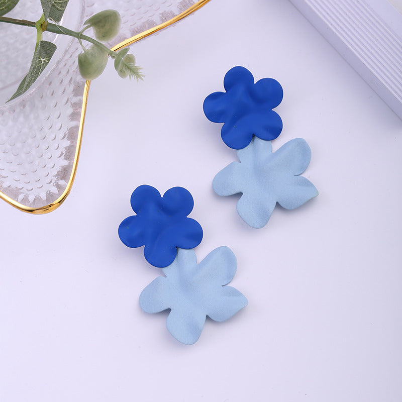 Needle Contrast Color Fresh Blue Personality Rings