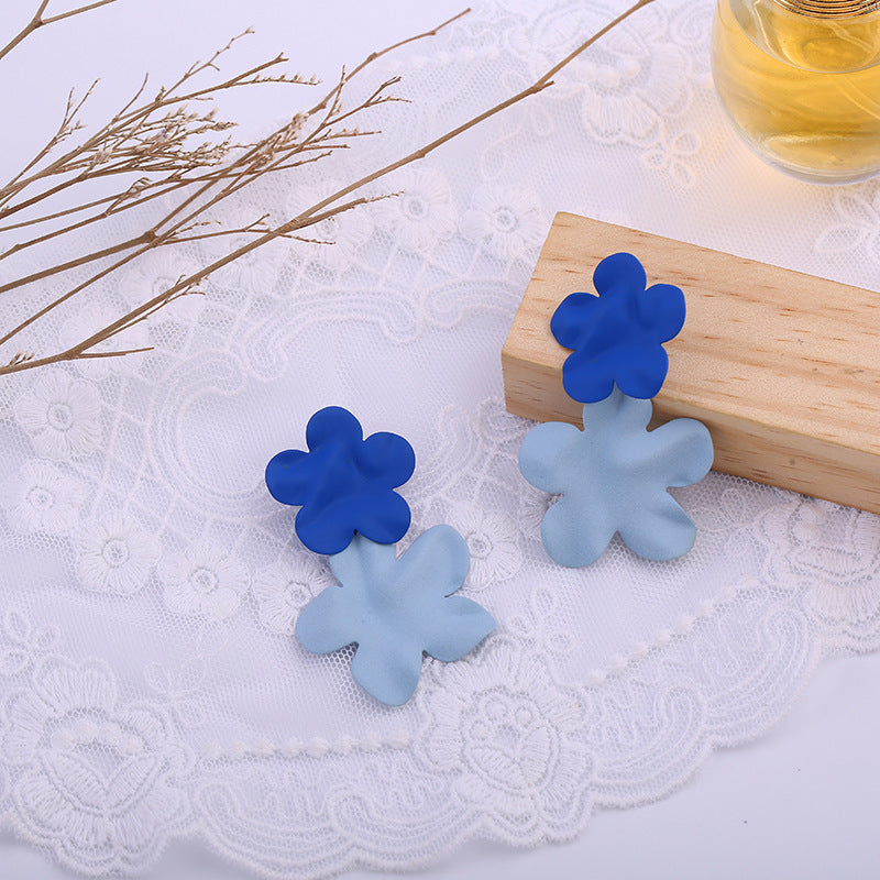 Needle Contrast Color Fresh Blue Personality Rings