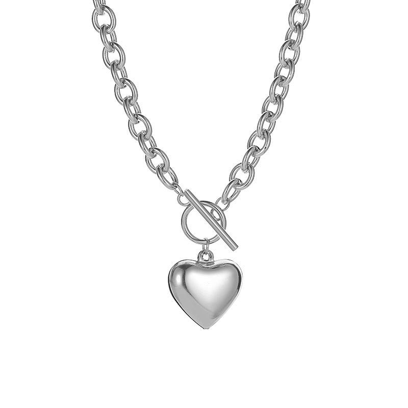 Hop Retro Love Heart Buckle Cold Necklaces