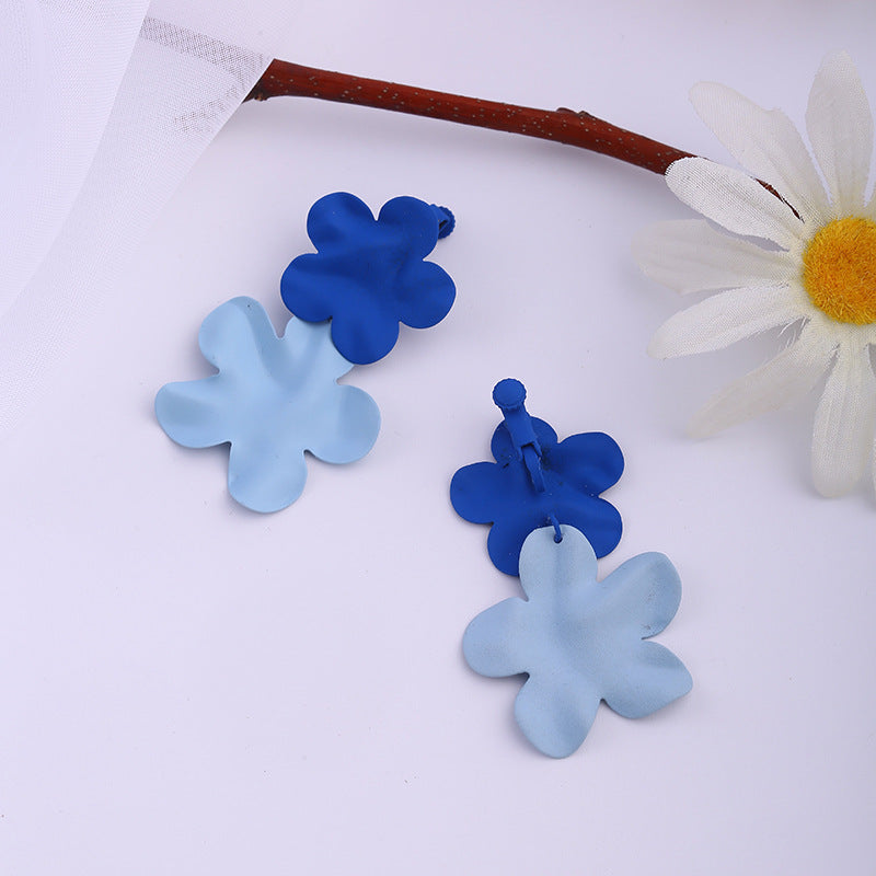 Needle Contrast Color Fresh Blue Personality Rings
