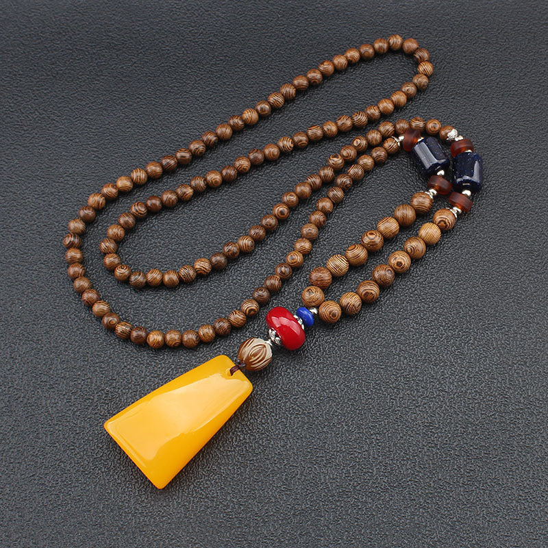 Women's & Men's Style Sweater Wooden Prayer Beads Simple Necklaces