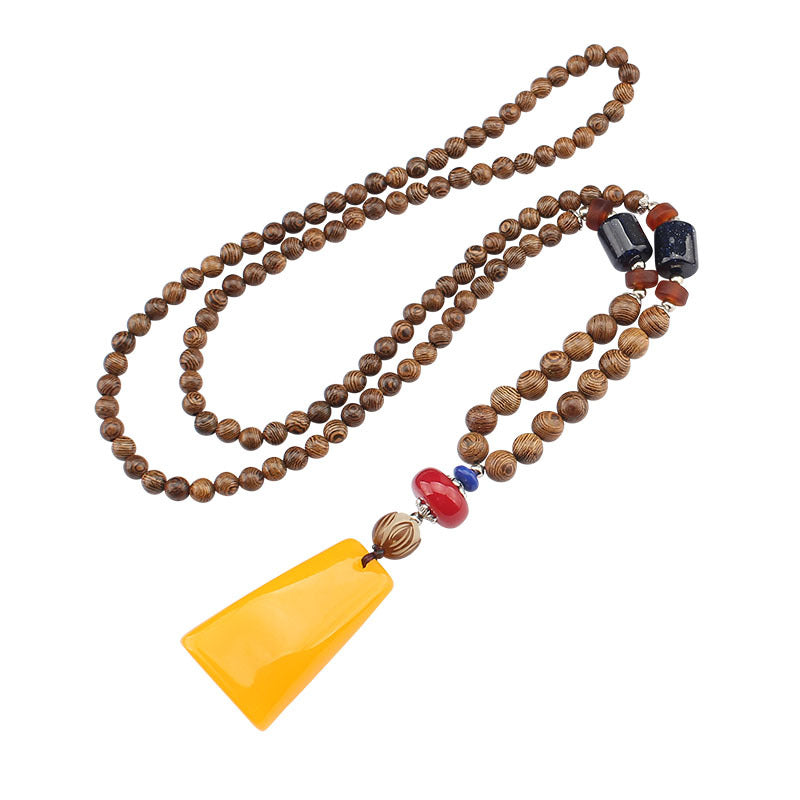 Women's & Men's Style Sweater Wooden Prayer Beads Simple Necklaces