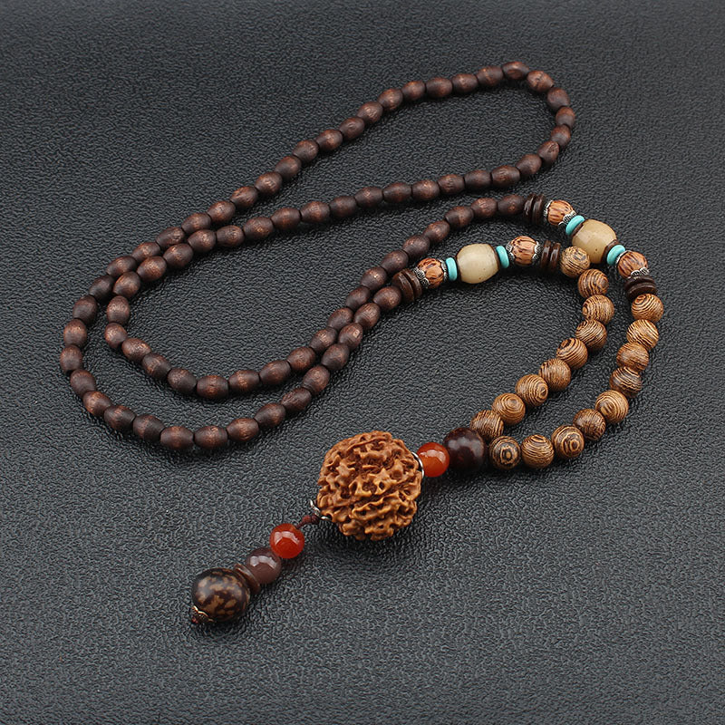 Women's & Men's Style Sweater Wooden Prayer Beads Simple Necklaces