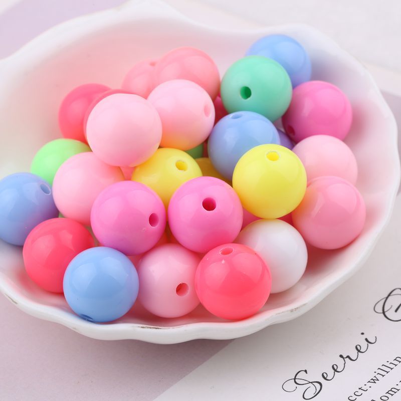 Children's Color Acrylic Beads Handmade Bead Material Solid Round Candy Jewelry Accessories