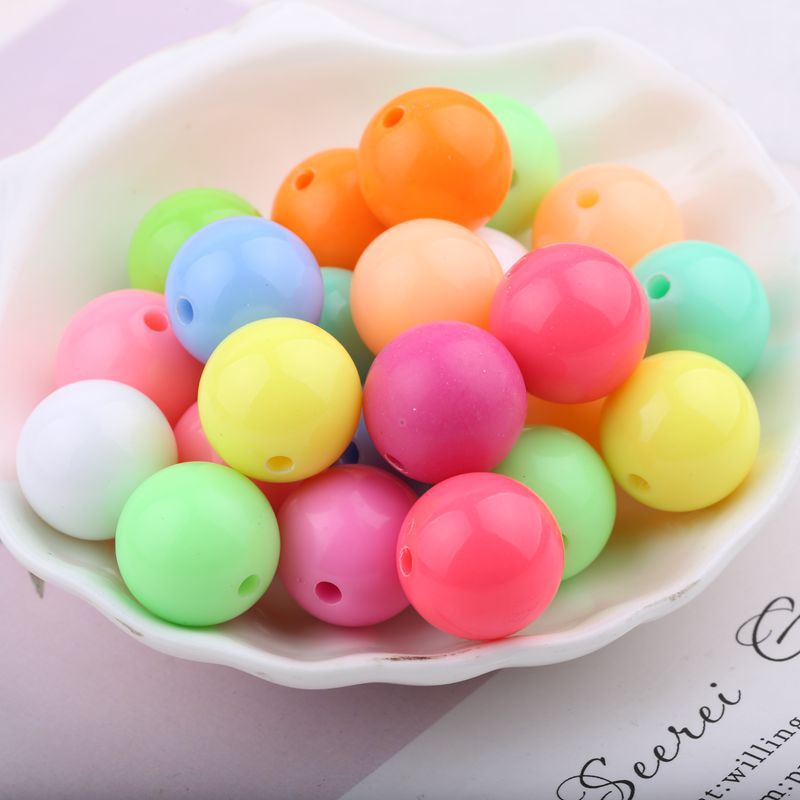 Children's Color Acrylic Beads Handmade Bead Material Solid Round Candy Jewelry Accessories