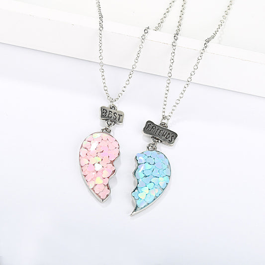 Children's Cartoon Alloy Ornament Sequins Love Heart-shaped Good Necklaces