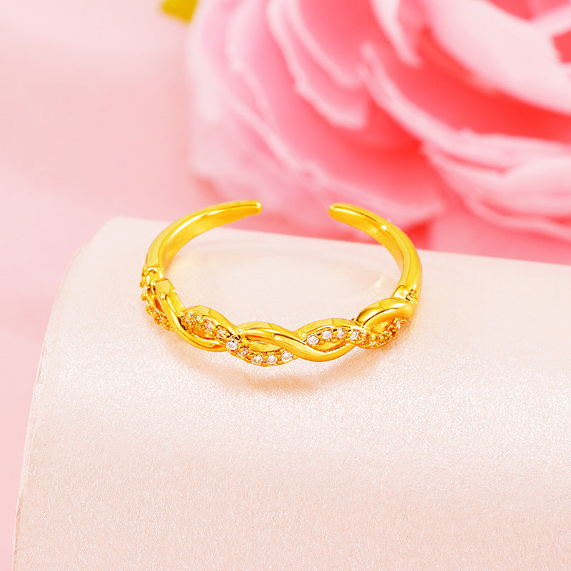 Women's Woven Twisted Opening Fashionable Adjustable Index Finger Knuckle Alluvial Ring