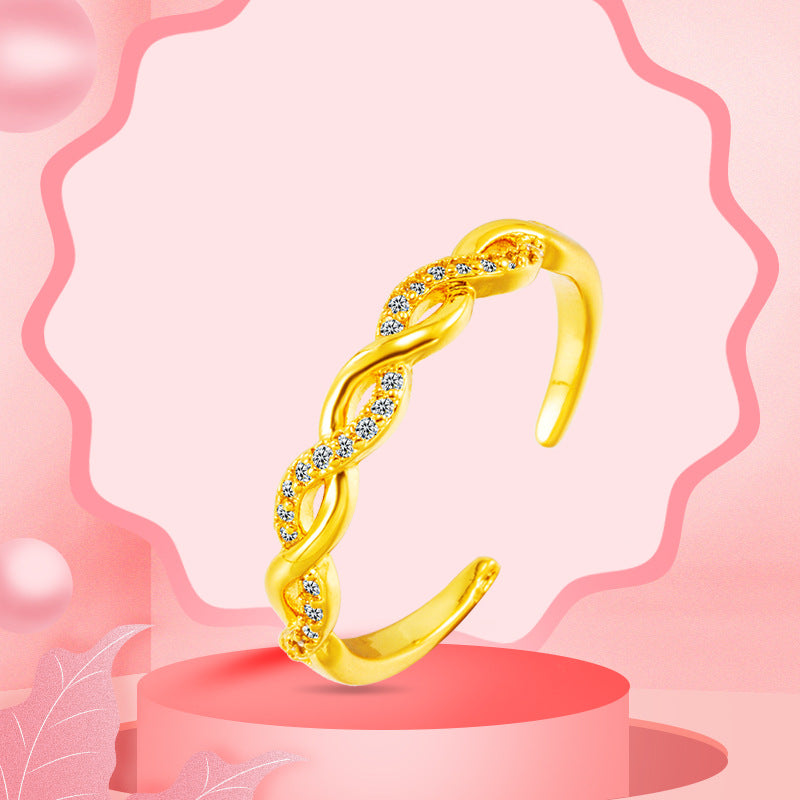 Women's Woven Twisted Opening Fashionable Adjustable Index Finger Knuckle Alluvial Ring