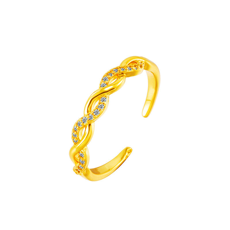 Women's Woven Twisted Opening Fashionable Adjustable Index Finger Knuckle Alluvial Ring