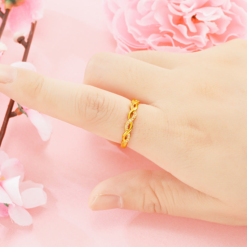 Women's Woven Twisted Opening Fashionable Adjustable Index Finger Knuckle Alluvial Ring