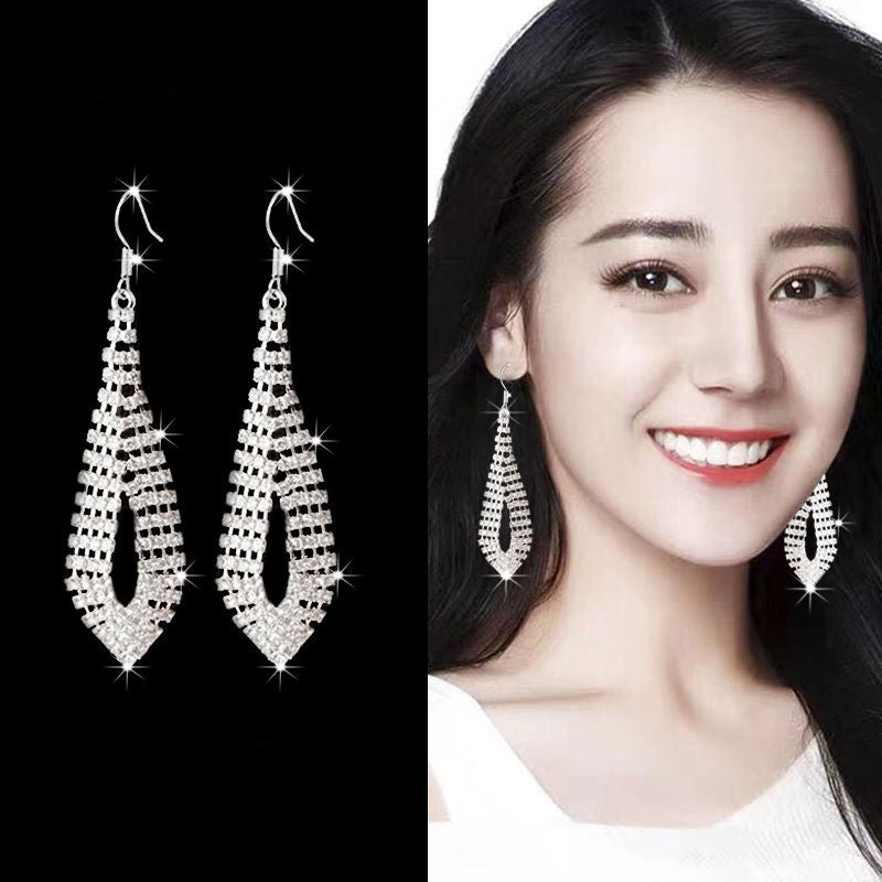 Women's Sier Pin Exaggerated Tassel Long Elegant Earrings