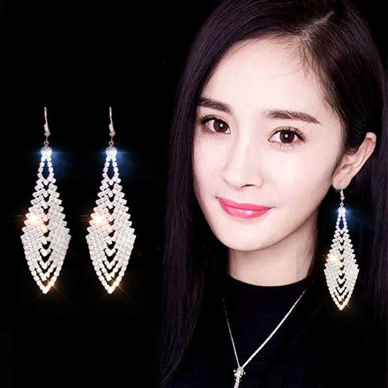 Women's Sier Pin Exaggerated Tassel Long Elegant Earrings