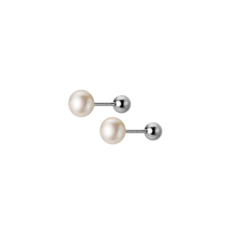 Sterling Sier Sweet Single Pearl Simple Graceful Niche Earrings