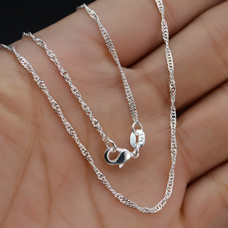 Women's Sier Plated Jewelry Water Wave Chain Necklaces