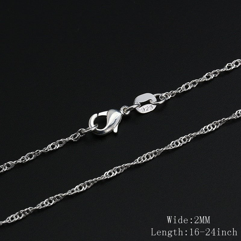 Women's Sier Plated Jewelry Water Wave Chain Necklaces