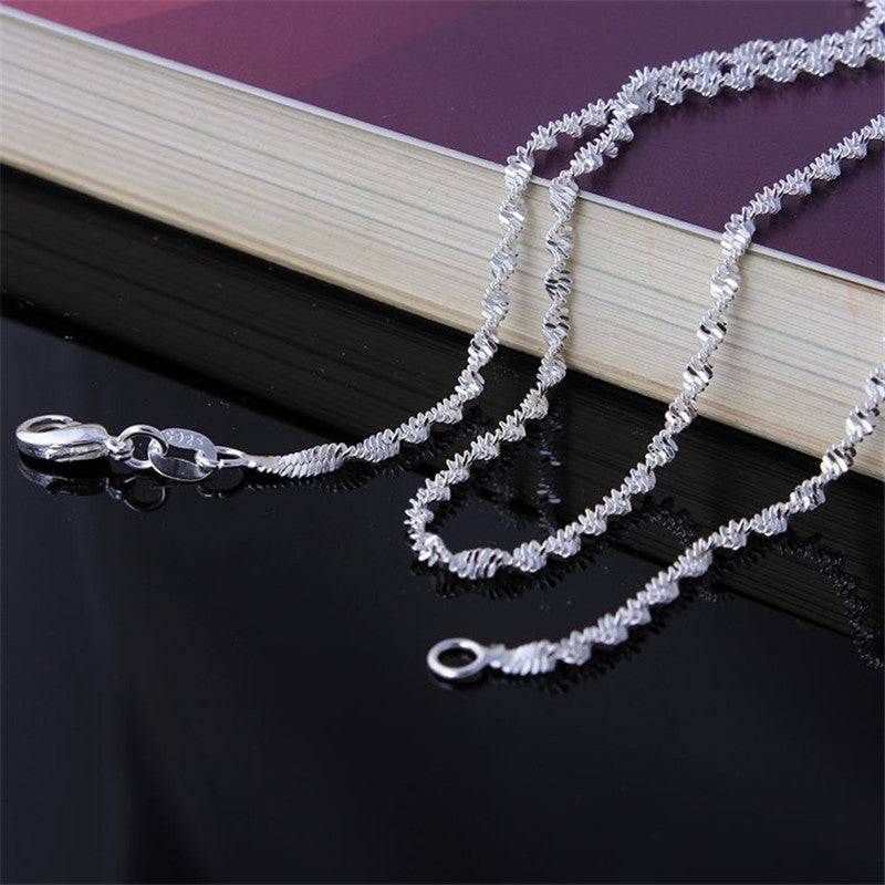 Women's Sier Plated Jewelry Water Wave Chain Necklaces