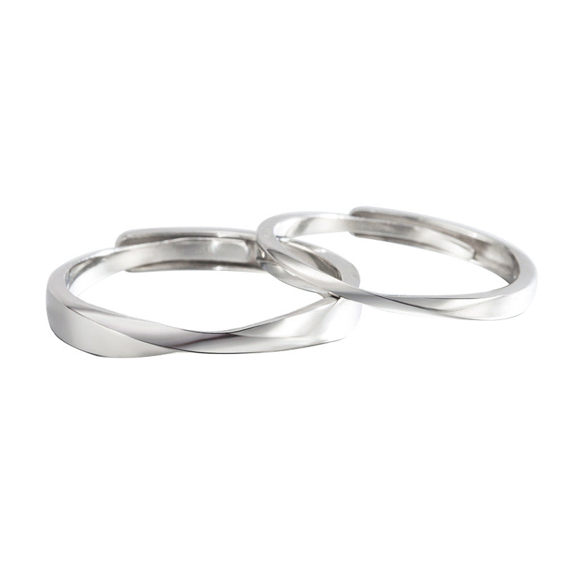 Sterling Sier Pair Female Mobius Strip Open For Couples Rings