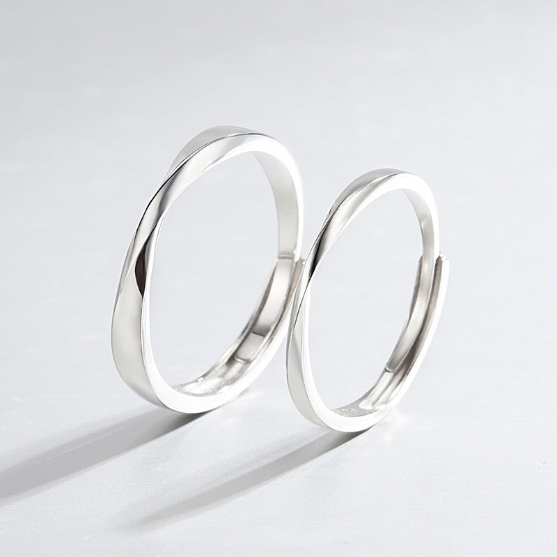 Sterling Sier Pair Female Mobius Strip Open For Couples Rings