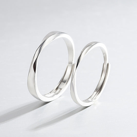 Sterling Sier Pair Female Mobius Strip Open For Couples Rings