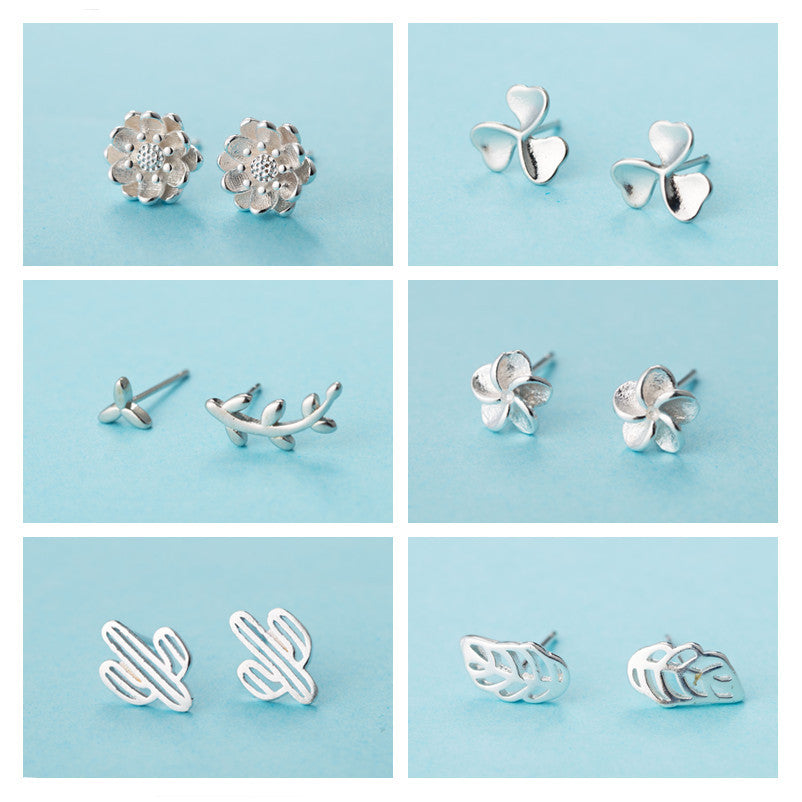Women's Sier Needle Little Daisy Fashionable Simple Earrings