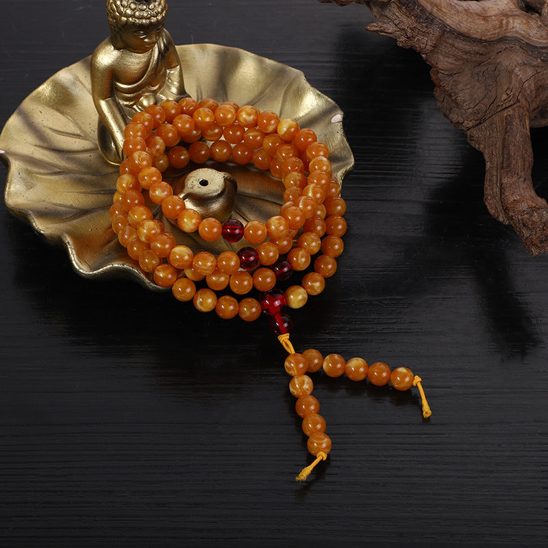Rosary Yellow Chicken Grease Old Round Bracelets