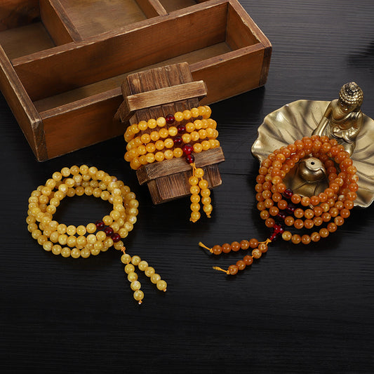 Rosary Yellow Chicken Grease Old Round Bracelets