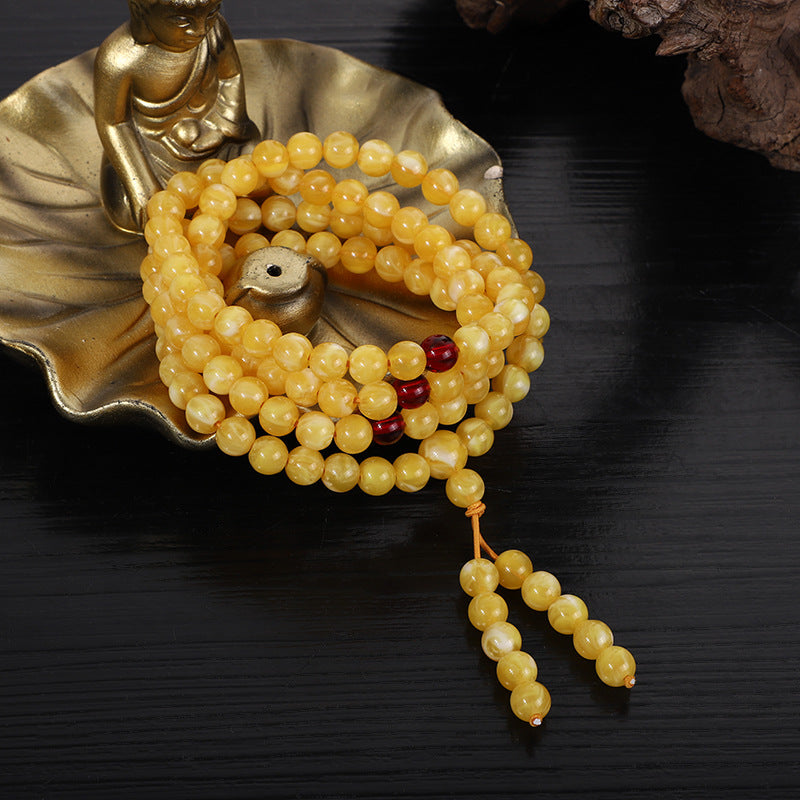 Rosary Yellow Chicken Grease Old Round Bracelets