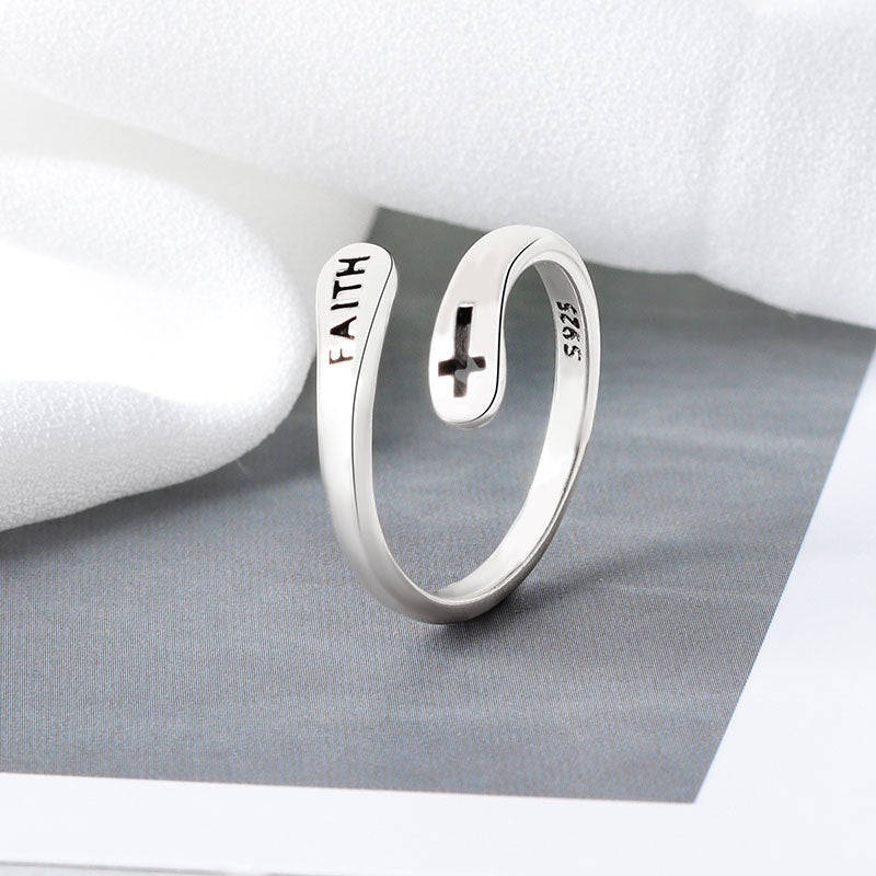 Cross Female Fashion Personality Trendy Cold Open Minimalist Hip Hop Ring