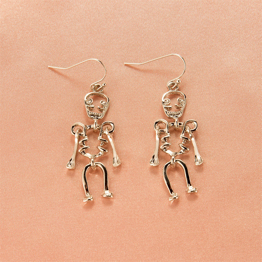Halloween Eccentric Personality Skull Pumpkin Lamp Earrings