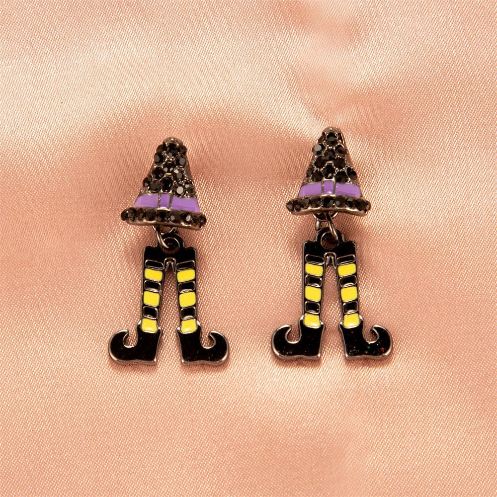 Halloween Eccentric Personality Skull Pumpkin Lamp Earrings