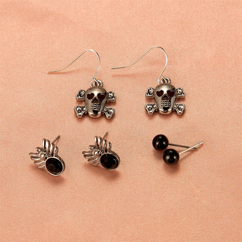 Halloween Eccentric Personality Skull Pumpkin Lamp Earrings