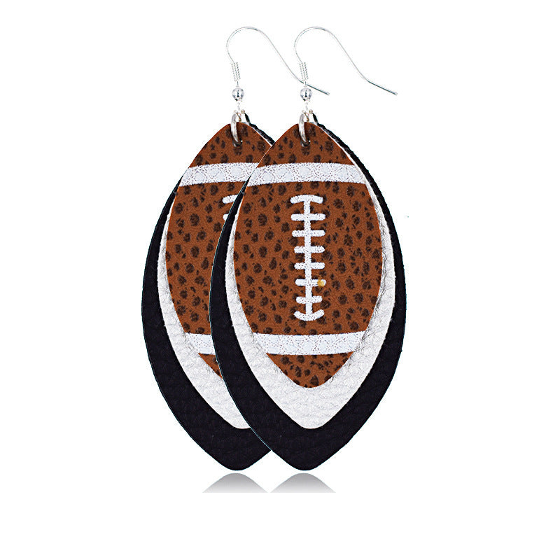 Comfortable Rugby Drop-shaped Leather Summer Christmas Earrings