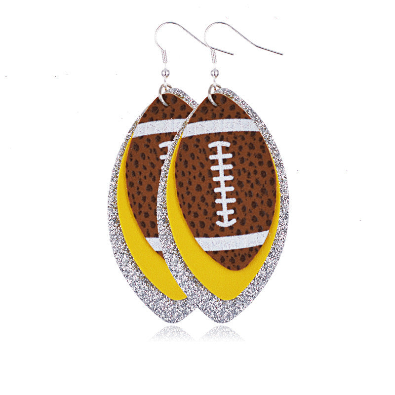 Comfortable Rugby Drop-shaped Leather Summer Christmas Earrings