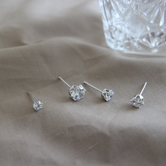 Women's Korean Style Sterling Sier Temperamental Versatile Extremely Simple Earrings
