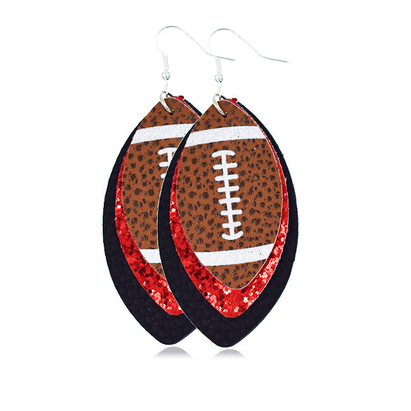 Comfortable Rugby Drop-shaped Leather Summer Christmas Earrings