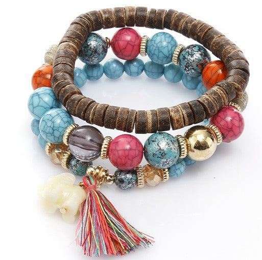 Fashion Cute Elephant Handmade Beaded Turquoise Bracelet