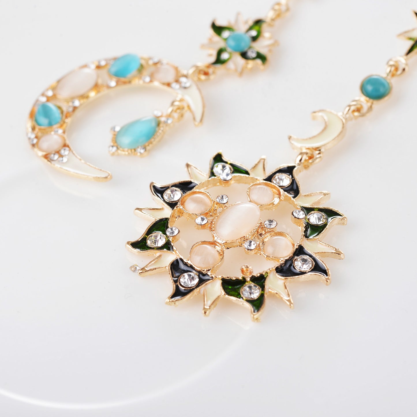 Korean Style Fashionable Simple Sun Moon Earrings