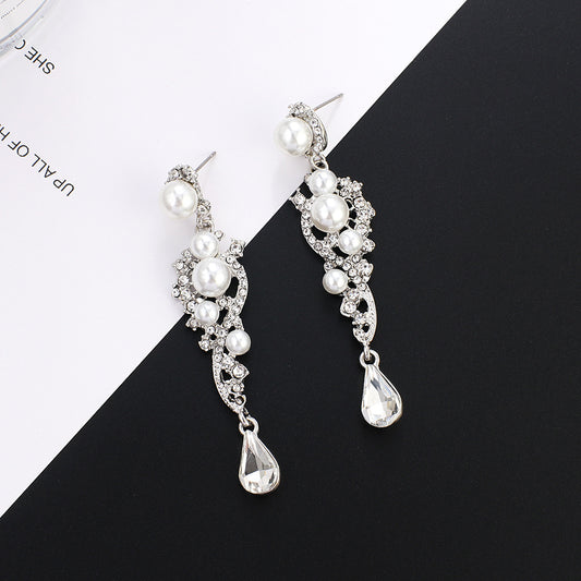 Wedding Alloy Rhinestone Pearl Fashion Grandeur Earrings
