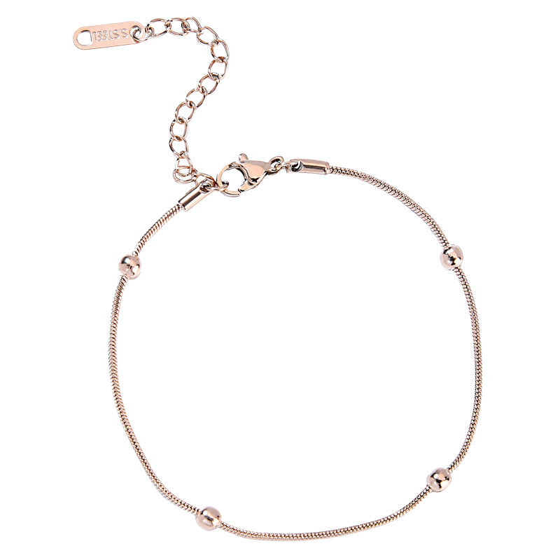 Simple Popular Titanium Steel Female Round Beads Bracelet