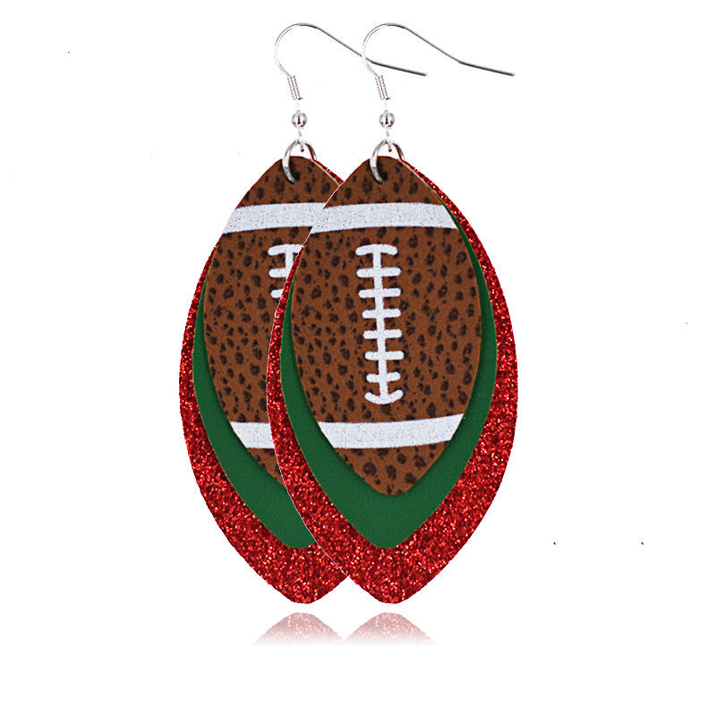 Comfortable Rugby Drop-shaped Leather Summer Christmas Earrings