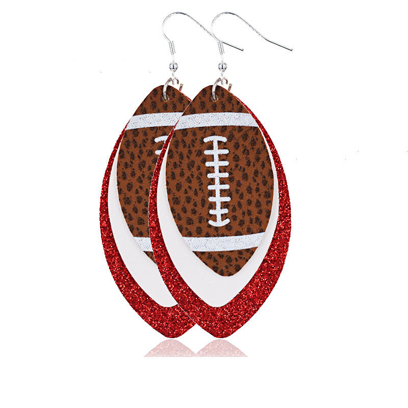 Comfortable Rugby Drop-shaped Leather Summer Christmas Earrings