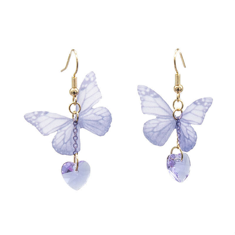 Women's Korean Style Butterfly Glass Fashion Fabric Earrings