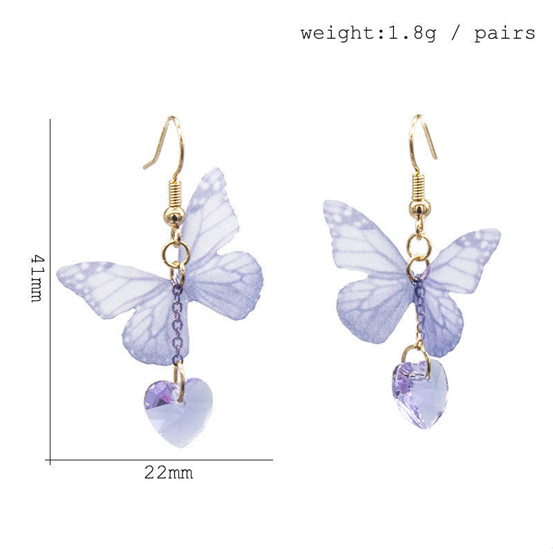 Women's Korean Style Butterfly Glass Fashion Fabric Earrings