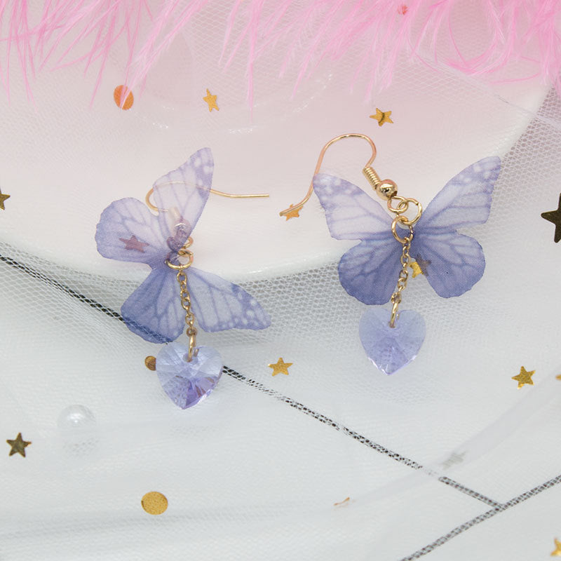 Women's Korean Style Butterfly Glass Fashion Fabric Earrings