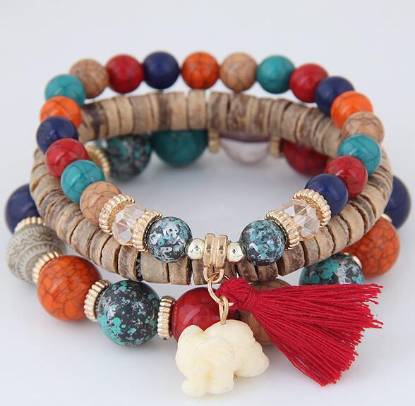 Fashion Cute Elephant Handmade Beaded Turquoise Bracelet