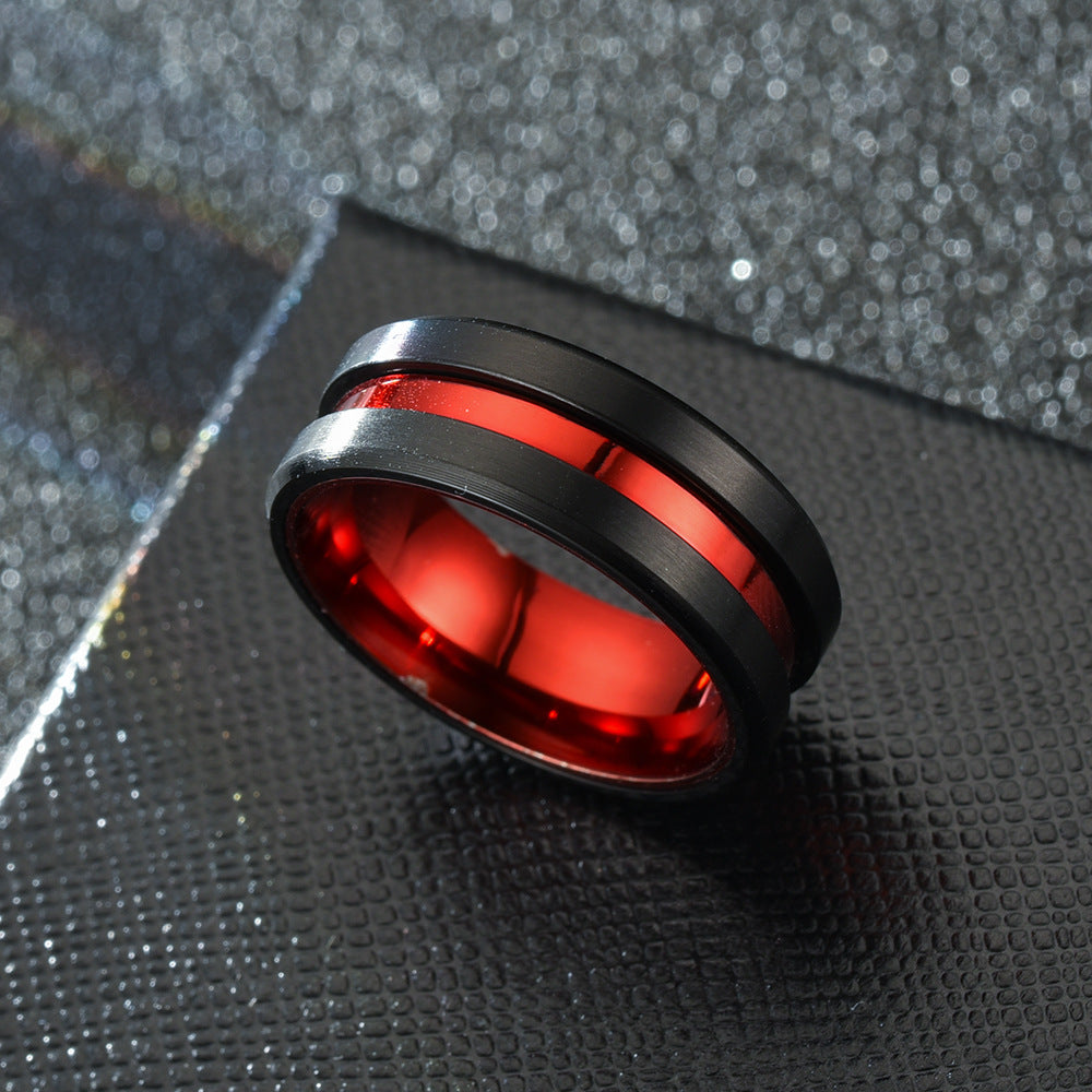 Men's Fashionable Elegant Noble Red Slotted Room Rings