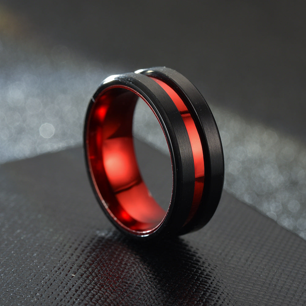 Men's Fashionable Elegant Noble Red Slotted Room Rings